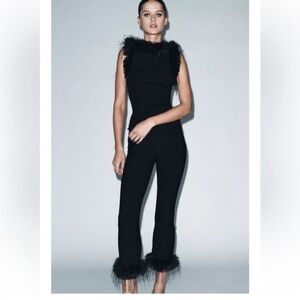 ZARA FLARE PANTS WITH FAUX FUR HEM